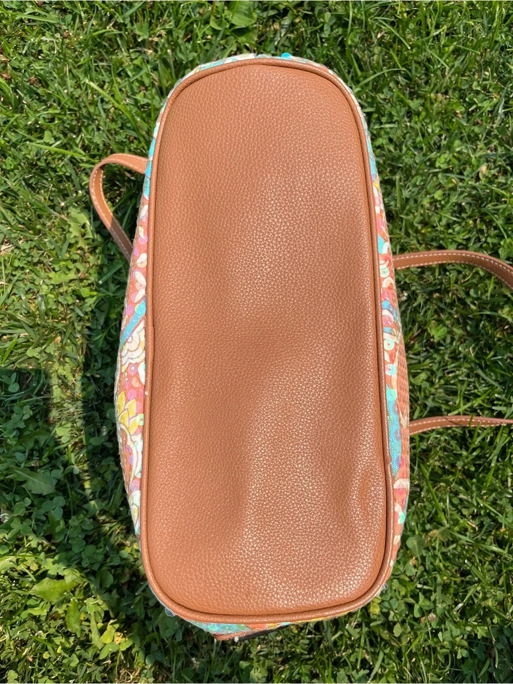 Nine West Coral Paisley Tote with Brown Handles